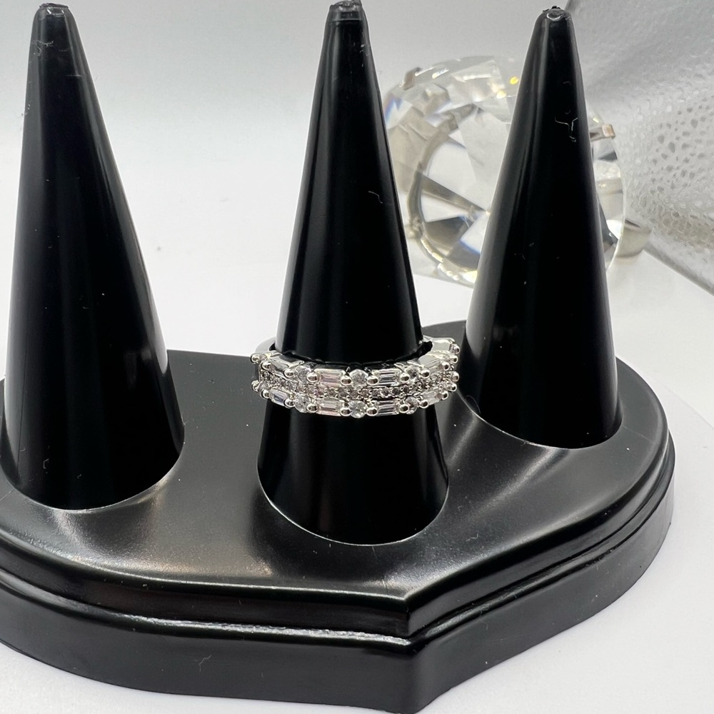 Multilayer Stainless Steel And Zircon Ring SZ‎ 8 NEW